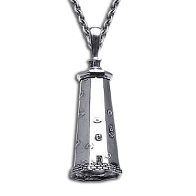 Bald Head Island Lighthouse Necklace - Sterling Silver Bell Pendant with Chain | Ole Baldy